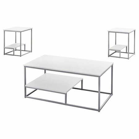 GFANCY FIXTURES White Silver Metal Table Set - 3 Piece GF3094904